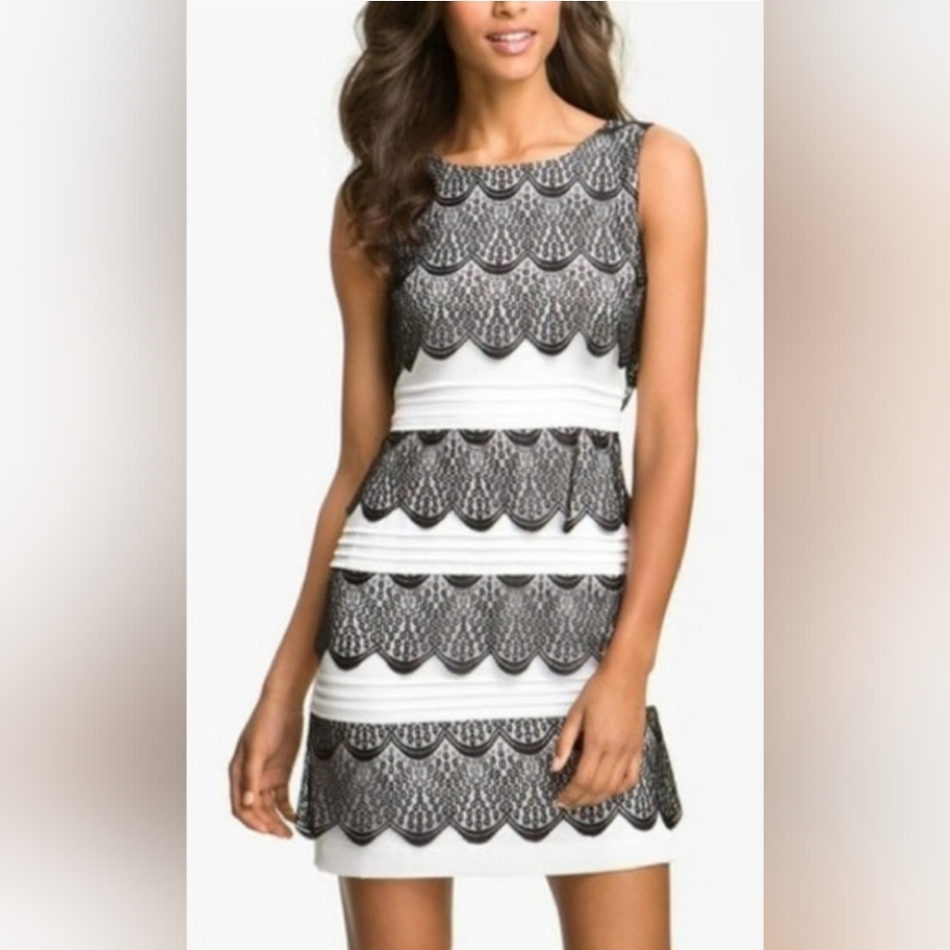 Bcbg Maxazria Bcbgmaxazria Lorenna Lace Tiered Mini Dress Sleeveless Sz 6